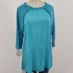 Soft Surroundings Turquoise Tunic Top Saze Large